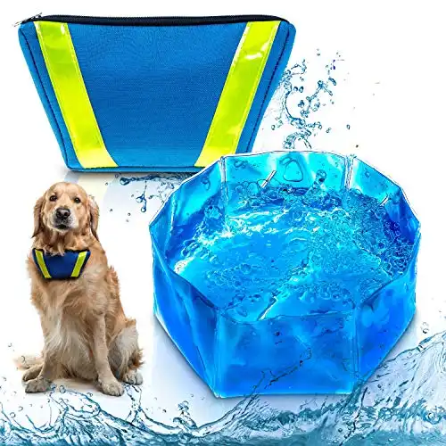 TE WAI FreeZone Dog Pet Water Bowl Freeze Cool & Frosty Summer Foldable Portable Bowl for Outdoor Activities Dog Gift