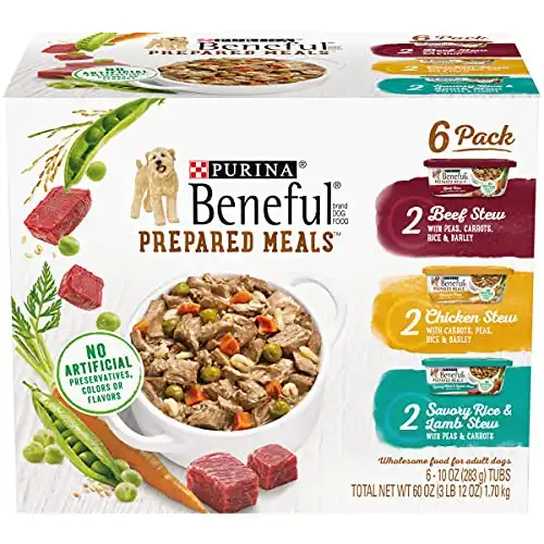 Purina Beneful High Protein, Gravy Wet Dog Food Variety Pack, Prepared Meals Stew - (6) 10 oz. Tubs
