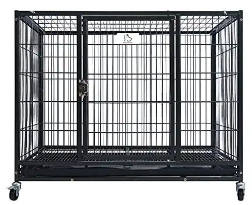 37" Homey Pet Heavy Duty Metal Open Top Cage w/ Floor Grid, Casters and Tray