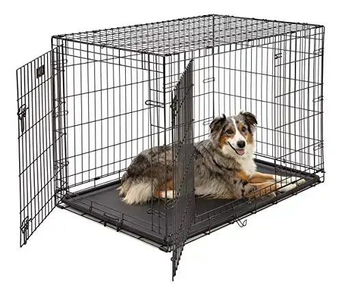 Large Dog Crate 1542DDUMidWest ICrate Double Door Folding Metal Dog Crate Large Dog, Black