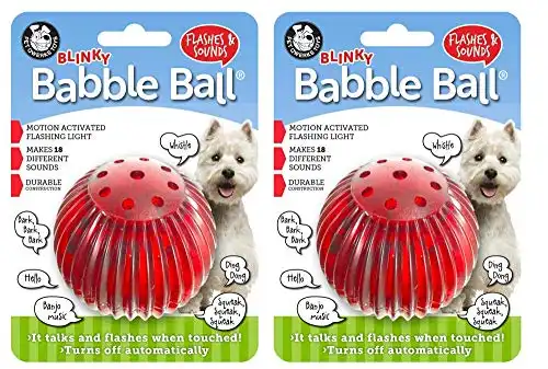 Pet Qwerks Blinky Babble Ball Interactive Dog Toys - Flashing Motion Activated Electronic Talking Ball, Treat Toy That Lights Up & Makes Noise - Keeps Dogs Active | for Medium Dogs (2 Pack Medium)