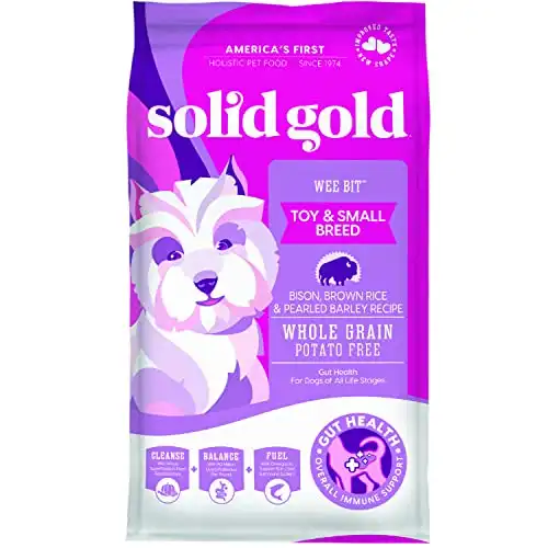 Solid Gold Small Breed Dog Food - Wee Bit Whole Grain Made with Real Bison, Brown Rice, and Pearled Barley - High Fiber, Probiotic, Natural Dry Dog Food for Small Dogs with Sensitive Stomachs