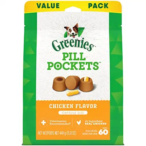 GREENIES PILL POCKETS Soft Dog Treats, Chicken, Capsule 15.8-oz. 60-count pack