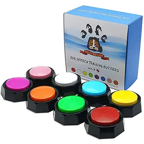 RIBOSY Set of 8, Dog Speech Training Buzzers, Recordable Buttons - Train Your Dog to Voice What They Want (Battery Included)