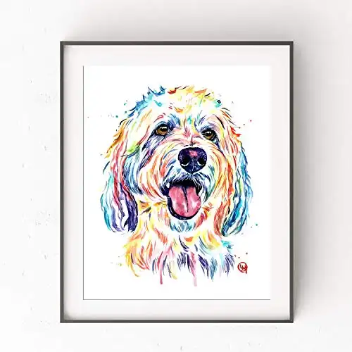 Goldendoodle Wall Art by Whitehouse Art | Golden Doodle Dad, Bedroom Decor, Dog Mom Gifts, Dog Decor| Professional Print of Goldendoodle Original Watercolor | Dog Memorial Gift | 5 Sizes