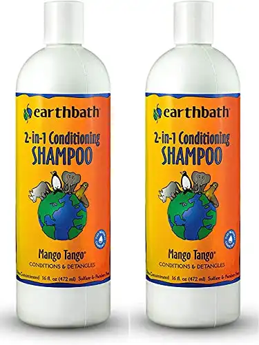 earthbath 2-in-1 Conditioning Shampoo for Pets, – Dog Shampoo and Conditioner, Conditions & Detangles, Made in USA – Mango Tango, 16oz (Pack of 2)