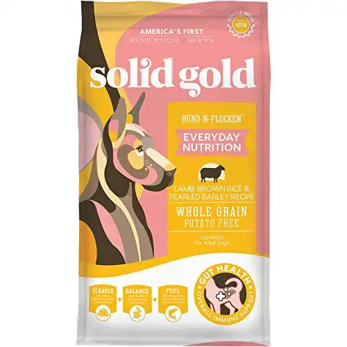 Solid Gold Hund-N-Flocken Natural Adult Dry Dog Food with Real Lamb , Brown Rice And Barley 15 lb bag