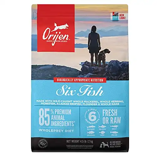 ORIJEN Dog Six Fish Recipe, 4.5lb, High-Protein Grain-Free Dry Dog Food, Packaging May Vary