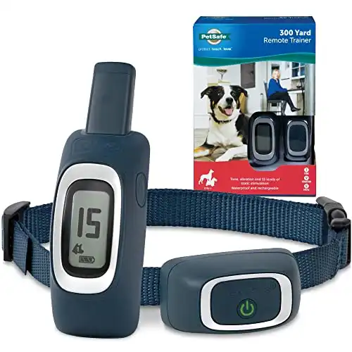 PetSafe Remote Training Collar - 300 Yard (900 FT) Range - Collar Fits Medium or Large Dogs - Choose from Tone, Vibration, or 15 Levels of Static Stimulation for Training Off Leash Dogs