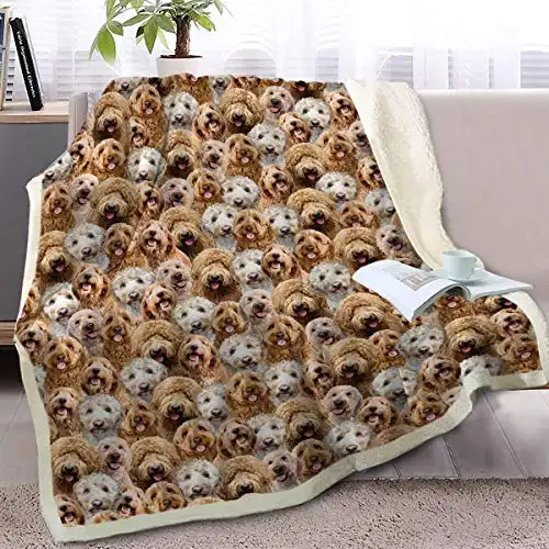 Blessliving Fuzzy Dogs Blanket for Kids Adults Cute Puppy Fleece Blanket Reversible Animal Pattern Sherpa Throw (Cockapoos,Twin, 60 x 80 Inches)
