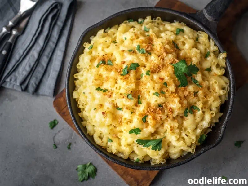 a pan of mac and cheese