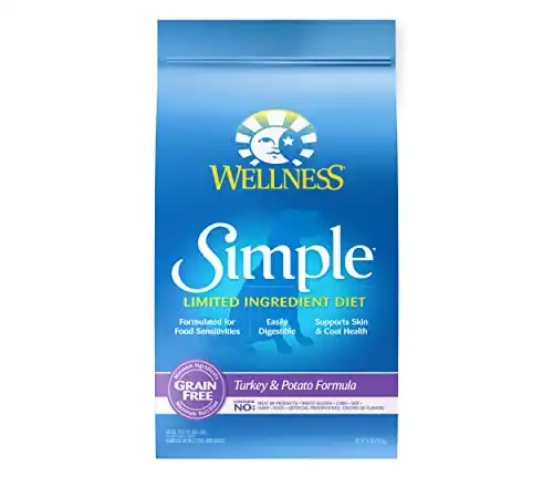 Wellness Simple Natural Limited-Ingredient Grain-Free Dry Dog Food, Easy to Digest for Sensitive Stomachs, Supports Skin & Coat (Turkey and Potato, 26-Pound Bag)