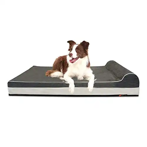 Laifug Orthopedic Memory Foam Extra Large Dog Bed with Pillow and Durable Water Proof Liner & Removable Washable Cover & Smart Design (Large (46"x28"x8"), Grey)
