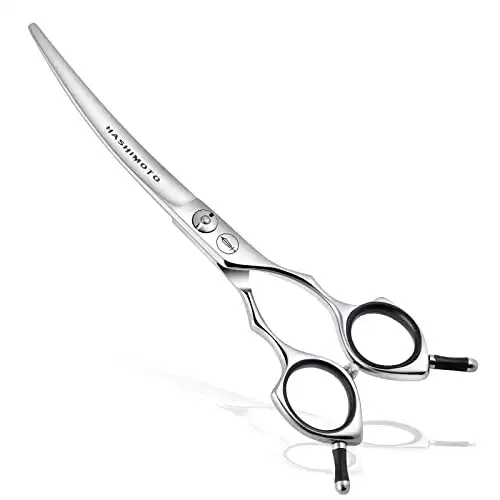 HASHIMOTO Dog Grooming Scissors, Curved Scissors for Dog Grooming, 6.5 inch, 30 Degree of Curved Blade,Light Weight, Pet Shears for Trimming Face and Paws.