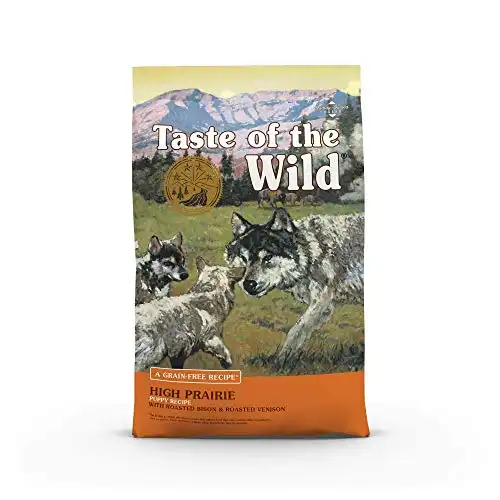 Taste of the Wild High Prairie Canine Grain-Free Recipe with Roasted Bison and Venison Dry Dog Food for Puppies, Made with High Protein from Real Meat and Guaranteed Nutrients and Probiotics 28lb