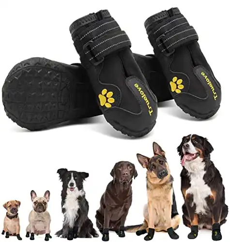 Expawlorer 4PCS Anti-Slip Dog Shoes - Waterproof & Stain Resistant Dog Booties with Reflective Straps for Outdoor Hiking, Dog Paw Protectors for Hot Pavement, Winter Snow, Fit All Breed Dogs