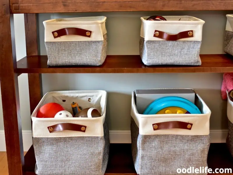 dog toys and training stools storage