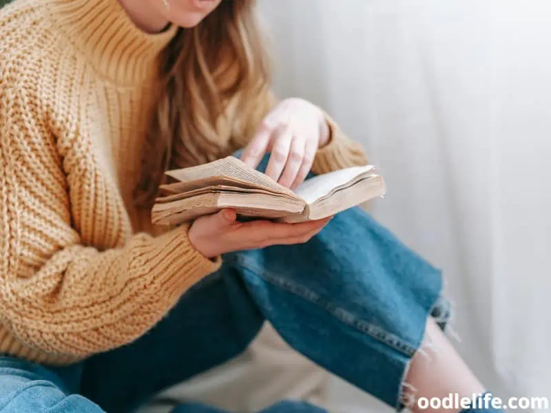 woman sits and read