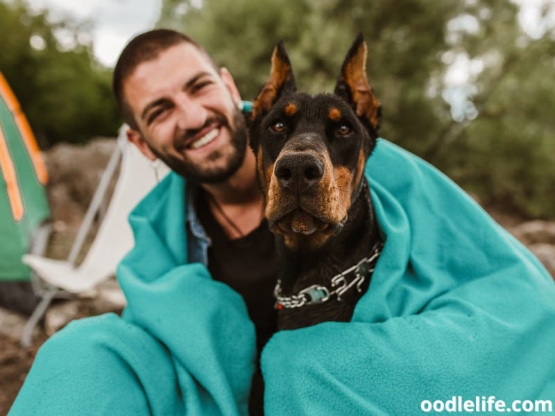 camping with his dog