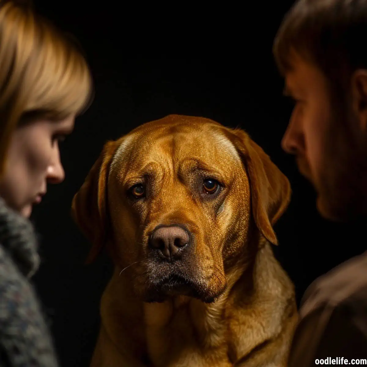 A sad looking Labrador