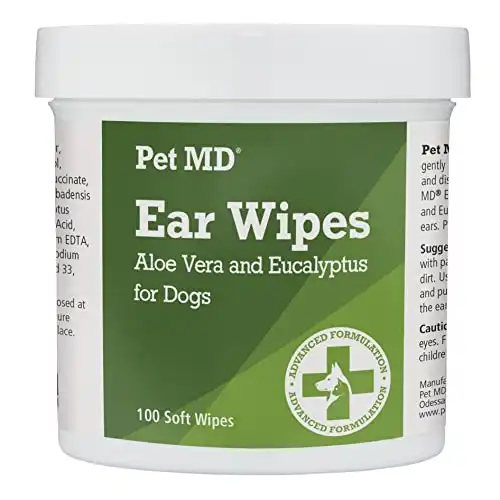 Pet MD - Dog Ear Cleaner Wipes - Otic Cleanser for Dogs to Stop Ear Itching 100 Pack